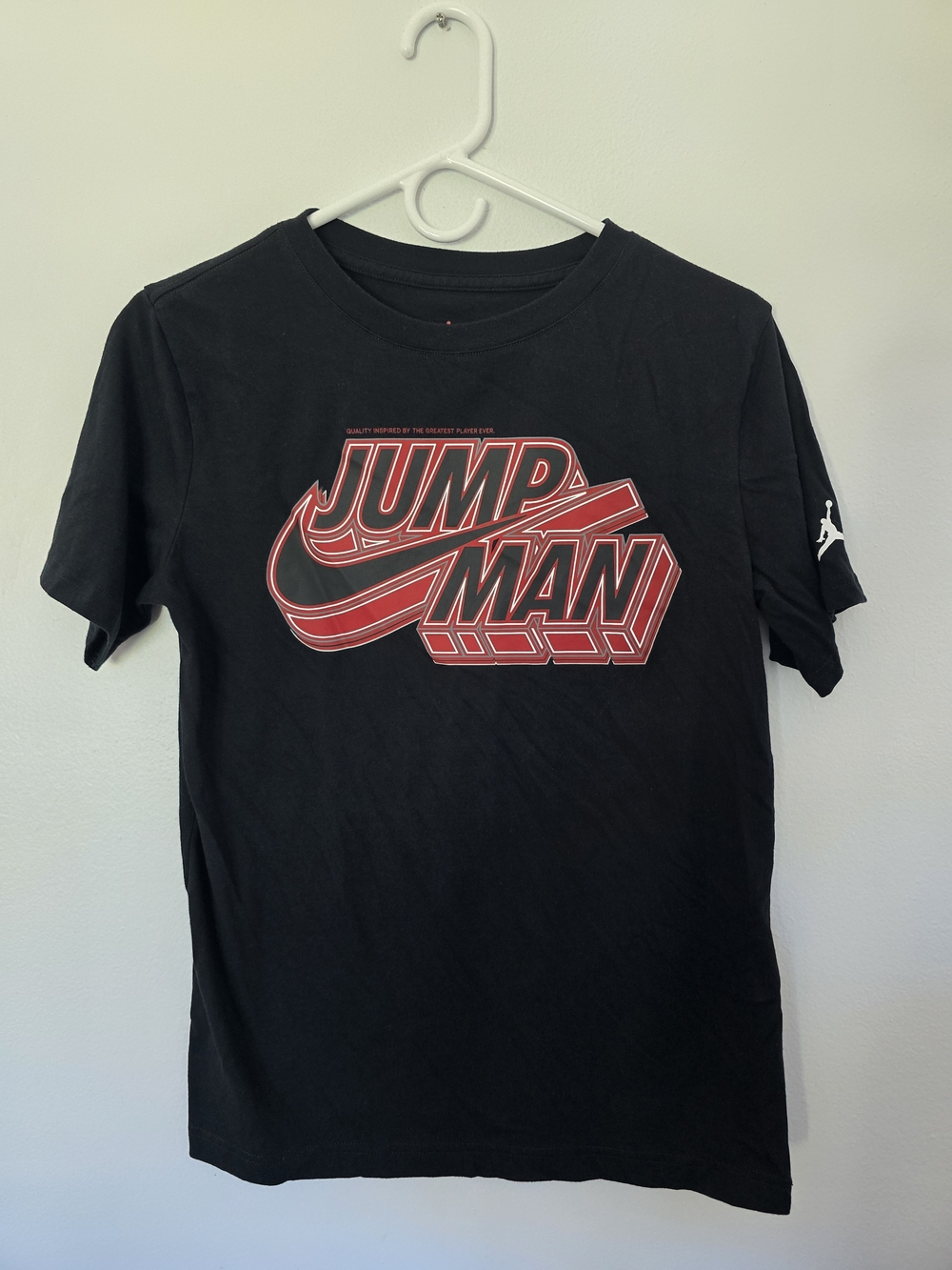 Jordan Black Short-Sleeve Tee with Red Jumpman Graphic
